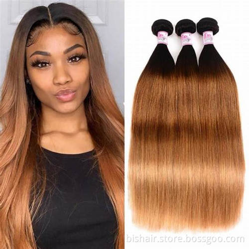BIS Straight 1B/30 Ombre Bundles With Closure Brazilian Bundles With Closure 100% Remy Hair T Part 4x4 Closure With Bundles